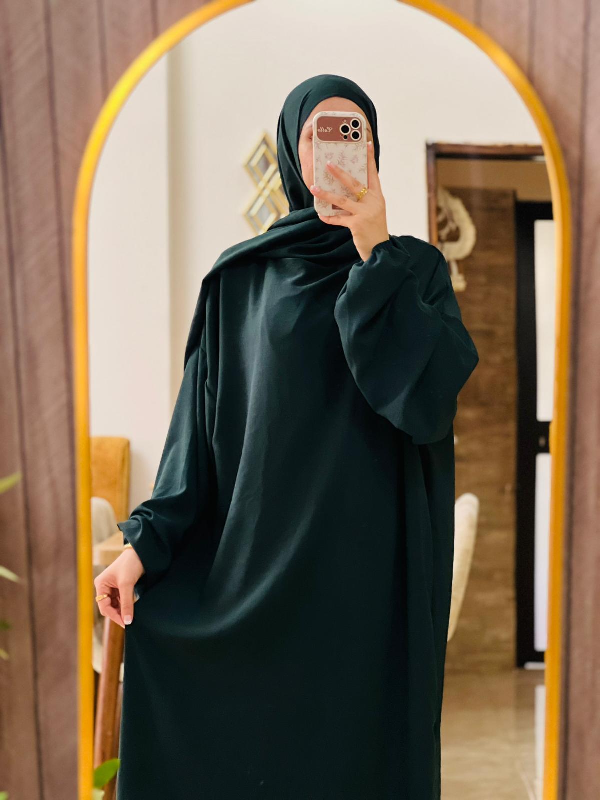 اسدال صلاه قطعة واحده سادة مع شال